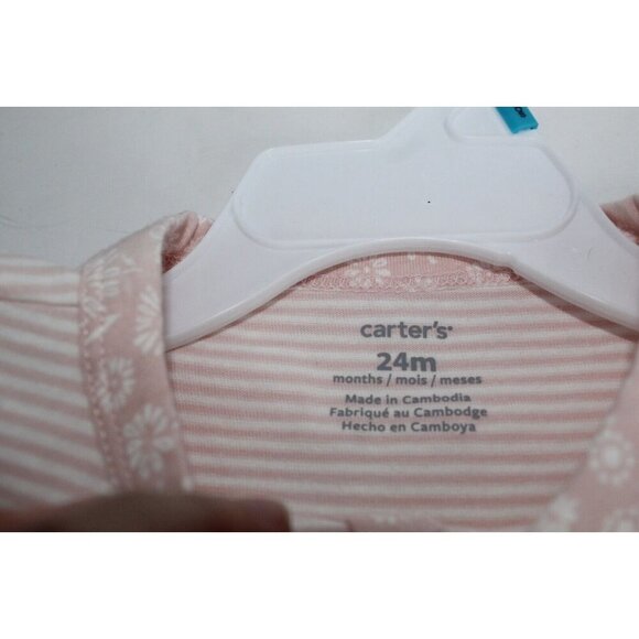 Carters Baby Girls Size 24 Months Cotton Pink Stripped Baby Bee Snap-Up Romper - Picture 7 of 10